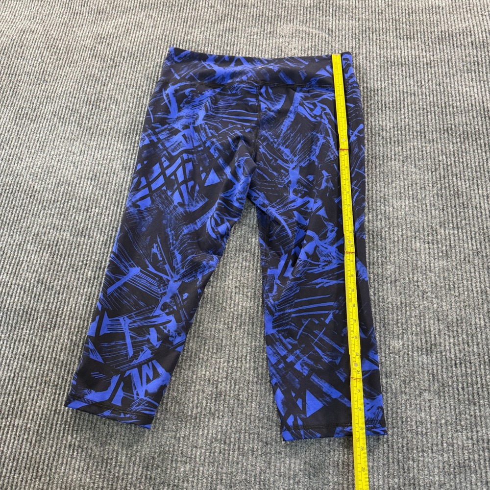 Old Navy Go Dry Crop Leggings Large Blue Black Abstract Crop Athletic Pants - Picture 6 of 8